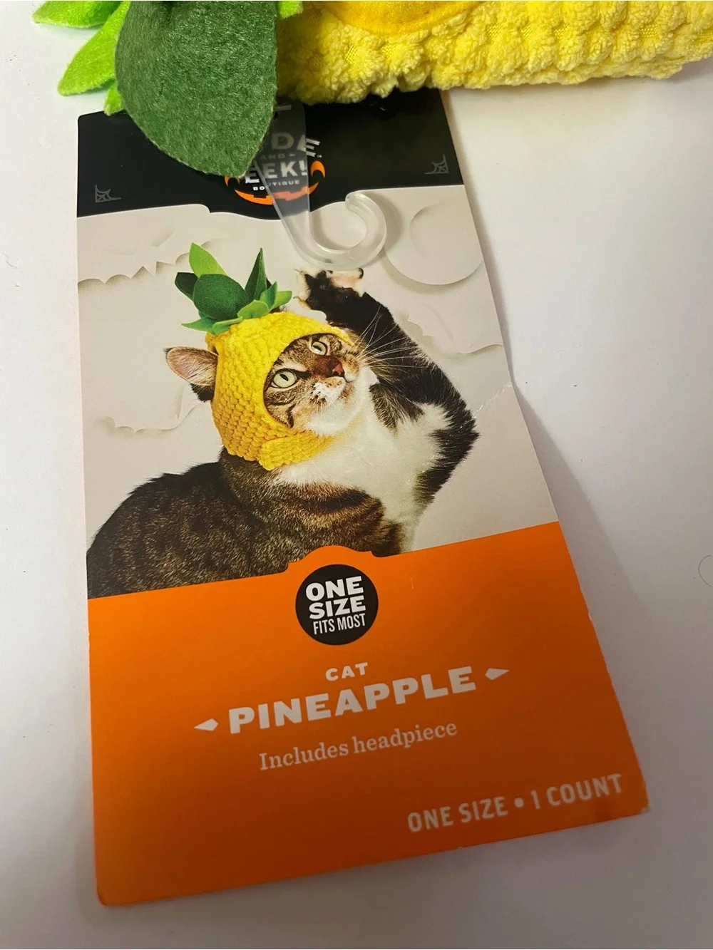 Cat Pineapple Costume Headpiece - Yellow with Green Leaves